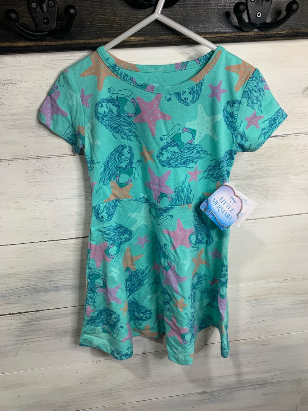 Disney Girls' Aqua Mermaid & Starfish Swim Dress